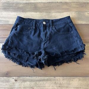 American Eagle High Rise Festival Cut Off Black Jean Shorts - size 8